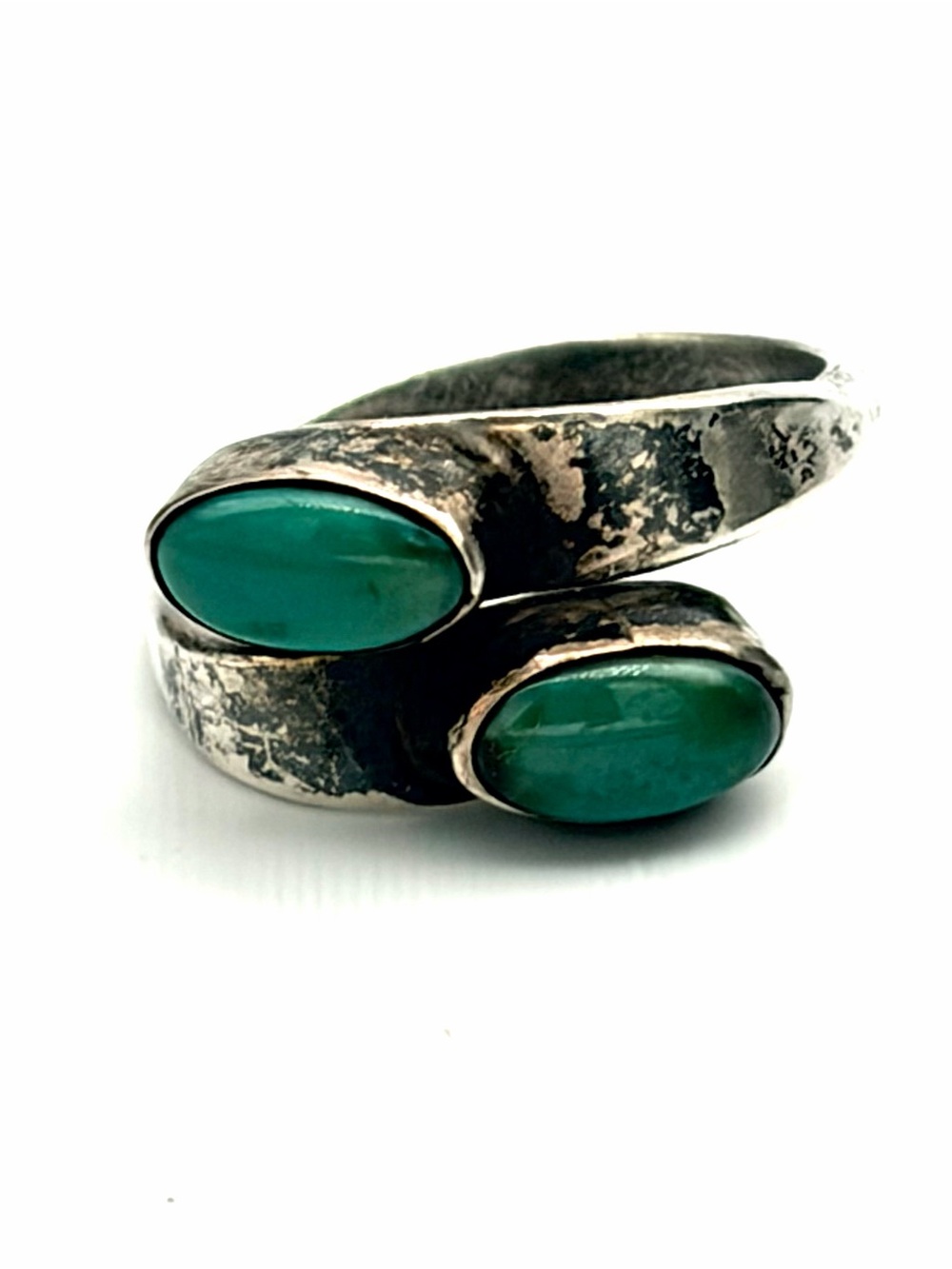 Navajo Green Turquoise Sterling Silver Wrap Ring- size 8.5, adjustable